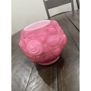 Vintage Fenton LG Wright Art Glass Puffy Pink‎ Cased Rose Bowl